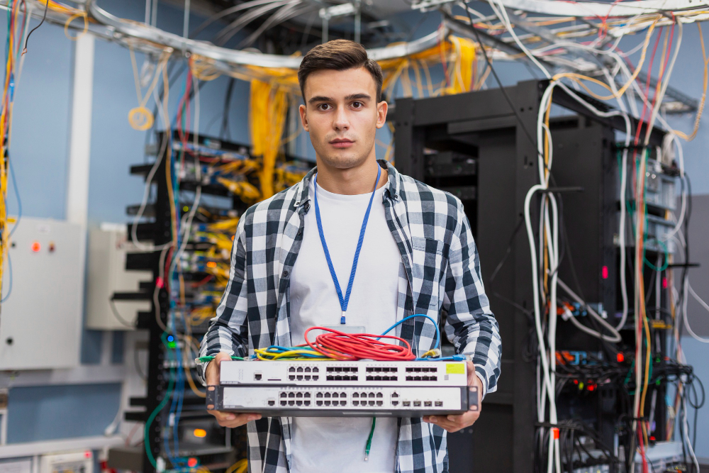 young-man-holding-ethernet-switches